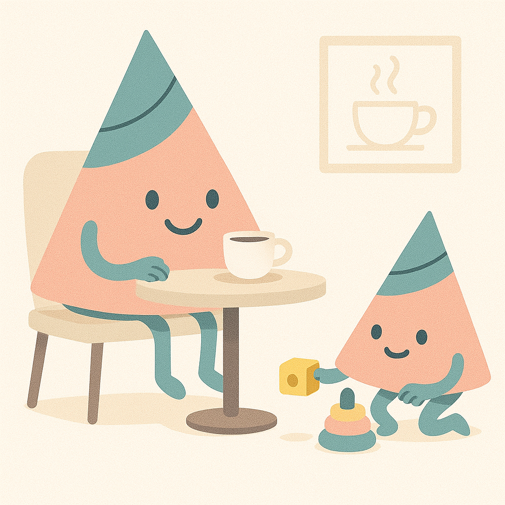 Illustration eines gemütlichen Cafés mit süßen Leckereien